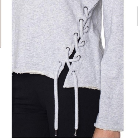 Betsey Johnson Gray Cropper Lace Up Sweatshirt EUC sz XS - Picture 2 of 9